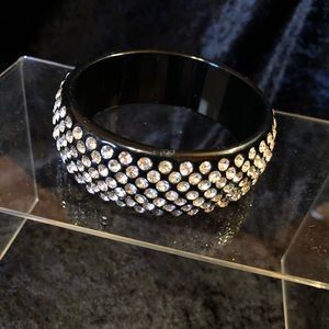 Black and Diamond Bangle Bracelet